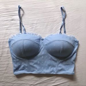 SOLD Blue flower mesh bustier corset top